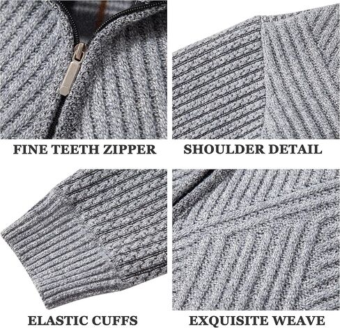 XinYangNi Men's Cardigan Sweaters Knit Zipper Casual Slim Fit Stand Collar with Full Zip and Pockets in Kuwait