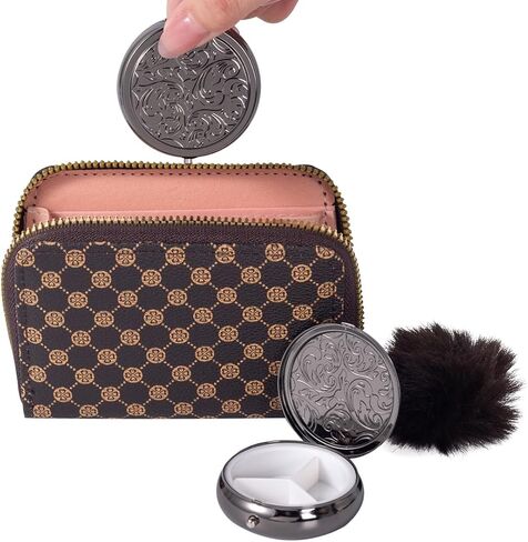 Metal Three Grid Pill Box, Travel Takeaway Pill Box, Mini Metal Pill Box with Patterned Surface (1 Pack Rosegold) in Saudi Arabia