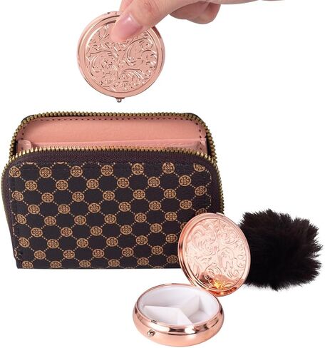 Metal Three Grid Pill Box, Travel Takeaway Pill Box, Mini Metal Pill Box with Patterned Surface (1 Pack Rosegold) in Saudi Arabia