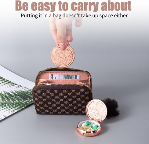 Metal Three Grid Pill Box, Travel Takeaway Pill Box, Mini Metal Pill Box with Patterned Surface (1 Pack Rosegold) in Saudi Arabia