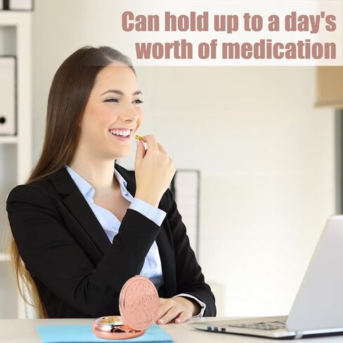 Metal Three Grid Pill Box, Travel Takeaway Pill Box, Mini Metal Pill Box with Patterned Surface (1 Pack Rosegold) in Saudi Arabia