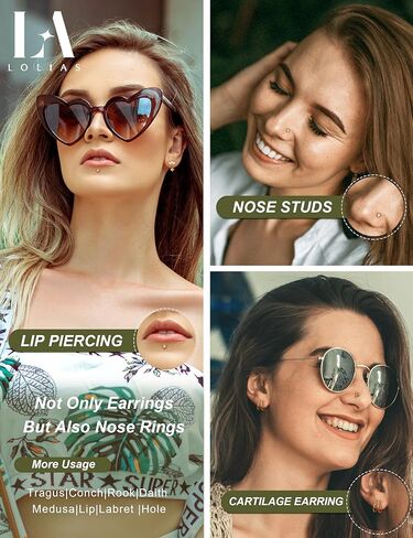 18K Gold Plated Threadless Flat Back Earrings Studs 316L Surgical Steel Push in Nose Studs Rings 20G 18G 16G CZ Tragus Cartilage Helix Conch Lip Labret Medusa Nostril Piercing Jewelry Hypoallergenic in Kuwait