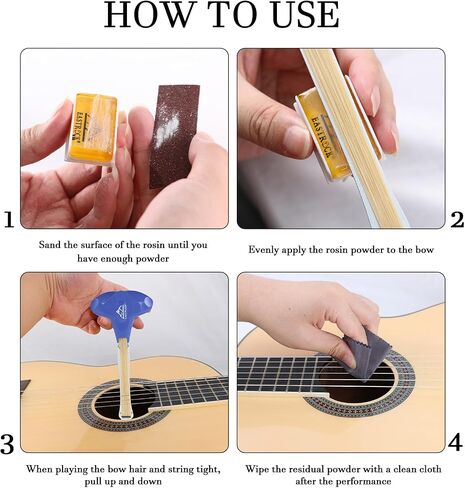 EASTROCK Guitar Bow, 2-in-1 Picasso Bow, Dual-Purpose Plucked String Tools, Guitar Bow kit for Beginners and Professional Players Gift for Music Lover, Short White(Black Horsehair) in Saudi Arabia