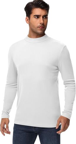 Riyiper 3 Pack Men's Mock Neck Shirts, Long Sleeve Slim Fit Turtleneck Tops Lightweight Basic Pullover Casual Knit Sweaters in Saudi Arabia