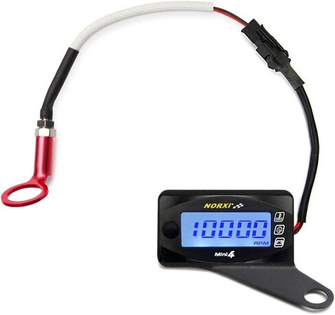 Motorcycle 4-in-1 Multifunction Gauge Mini 4 Meter (RPM Tachometer+Cylinder Head Temp+Voltmeter+Clock) 4in1 Multi-Functional Gauge Digital Multimeter Engine Temperature Meter (14mm, Right) in Kuwait