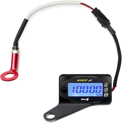 Motorcycle 4-in-1 Multifunction Gauge Mini 4 Meter (RPM Tachometer+Cylinder Head Temp+Voltmeter+Clock) 4in1 Multi-Functional Gauge Digital Multimeter Engine Temperature Meter (14mm, Right) in Kuwait