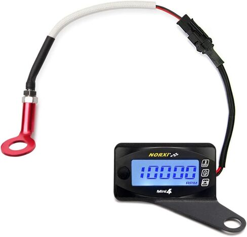 Motorcycle 4-in-1 Multifunction Gauge Mini 4 Meter (RPM Tachometer+Cylinder Head Temp+Voltmeter+Clock) 4in1 Multi-Functional Gauge Digital Multimeter Engine Temperature Meter (14mm, Right) in Kuwait