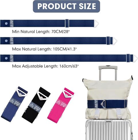 2 Pack 2-in-1 Travel Belt for Luggage Over Handle, luggage belt for carry on bag, suitcase belt, Add a Bag Bungees Luggage Straps Adjustable with Alloy Buckle, Hands-Free for Airport Blue in Saudi Arabia