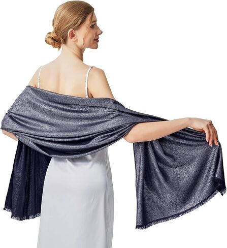 Sparkling Metallic Pashmina Shawl Wraps Scarf for Evening Party Bridal Wedding Formal Dresses in Saudi Arabia