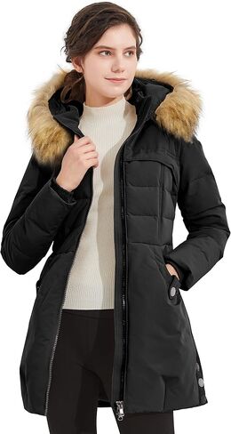 Orolay Women's Winter Down Jacket with Faux Fur Trim Hood in Saudi Arabia