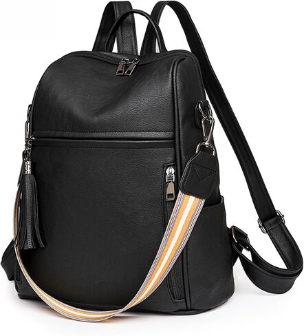 Fashion Backpack for Women Vintage Shoulder Bag Convertiable Handbag for Travel, B-Black in Saudi Arabia