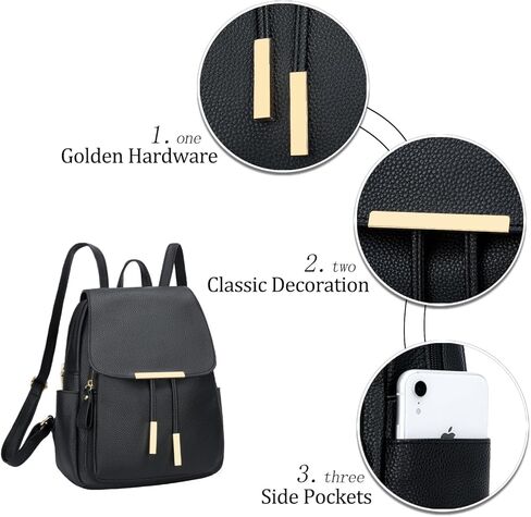 KKXIU Quilted Trendy Leather Backpack Purse for Women and Ladies Shoulder Travel Daypacks Bags (Black) in Kuwait