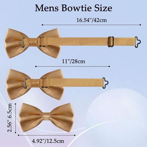 Bow Tie Pre-tied Bowtie, Adjustable Solid Color Bow Ties for Men and Pocket Square Cufflink Set for Prom Wedding in Kuwait