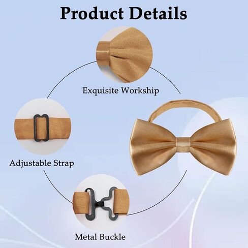 Bow Tie Pre-tied Bowtie, Adjustable Solid Color Bow Ties for Men and Pocket Square Cufflink Set for Prom Wedding in Kuwait