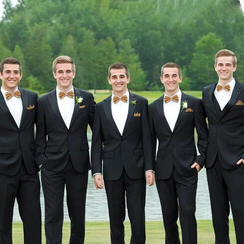 Bow Tie Pre-tied Bowtie, Adjustable Solid Color Bow Ties for Men and Pocket Square Cufflink Set for Prom Wedding in Kuwait