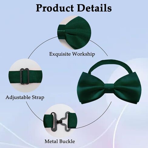 Bow Tie Pre-tied Bowtie, Adjustable Solid Color Bow Ties for Men and Pocket Square Cufflink Set for Prom Wedding in Kuwait