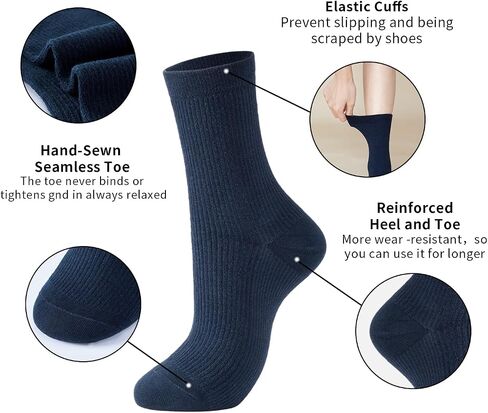 J-BOX Crew Socks for Women Knit Ribbed Cotton Socks Running Athletic Socks 10 pairs in Saudi Arabia