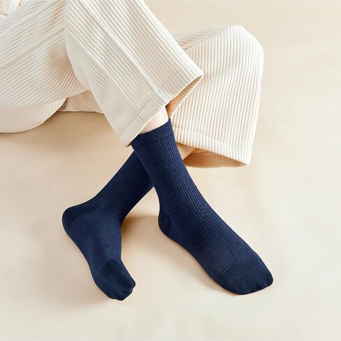 J-BOX Crew Socks for Women Knit Ribbed Cotton Socks Running Athletic Socks 10 pairs in Saudi Arabia