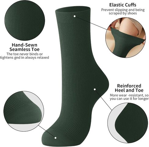 J-BOX Crew Socks for Women Knit Ribbed Cotton Socks Running Athletic Socks 10 pairs in Saudi Arabia