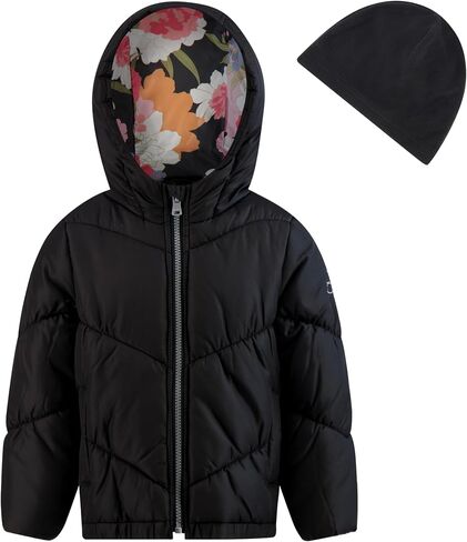 Jessica Simpson Girls' Puffer Jacket with Cozy Lined Hood and Matching Beanie in Saudi Arabia