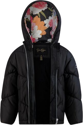 Jessica Simpson Girls' Puffer Jacket with Cozy Lined Hood and Matching Beanie in Saudi Arabia