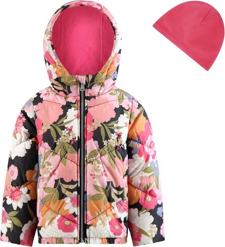 Jessica Simpson Girls' Puffer Jacket with Cozy Lined Hood and Matching Beanie in Saudi Arabia