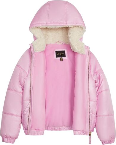 Jessica Simpson Girls' Puffer Jacket with Cozy Lined Hood and Matching Beanie in Saudi Arabia