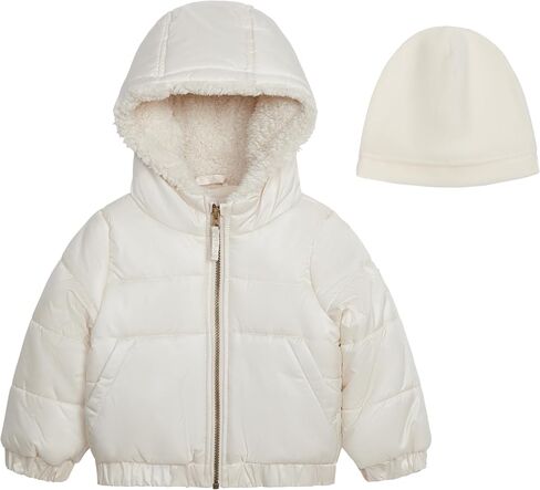 Jessica Simpson Girls' Puffer Jacket with Cozy Lined Hood and Matching Beanie in Saudi Arabia