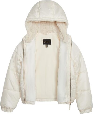 Jessica Simpson Girls' Puffer Jacket with Cozy Lined Hood and Matching Beanie in Saudi Arabia