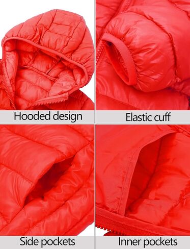 Happy Cherry Kids Lightweight Puffer Jacket Packable Bubble Coat Down Cotton Coats Zip Up Hooded Outwear in Kuwait