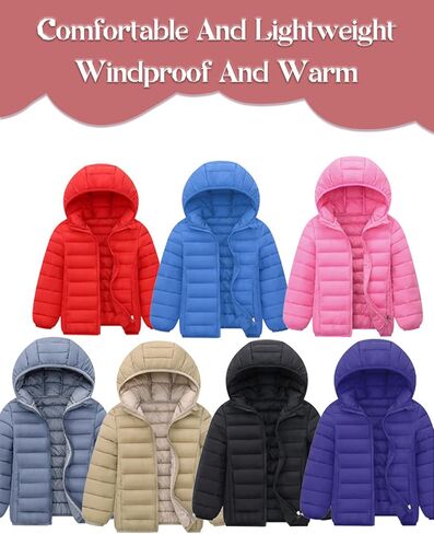 Happy Cherry Kids Lightweight Puffer Jacket Packable Bubble Coat Down Cotton Coats Zip Up Hooded Outwear in Kuwait