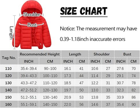 Happy Cherry Kids Lightweight Puffer Jacket Packable Bubble Coat Down Cotton Coats Zip Up Hooded Outwear in Kuwait