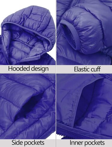 Happy Cherry Kids Lightweight Puffer Jacket Packable Bubble Coat Down Cotton Coats Zip Up Hooded Outwear in Kuwait