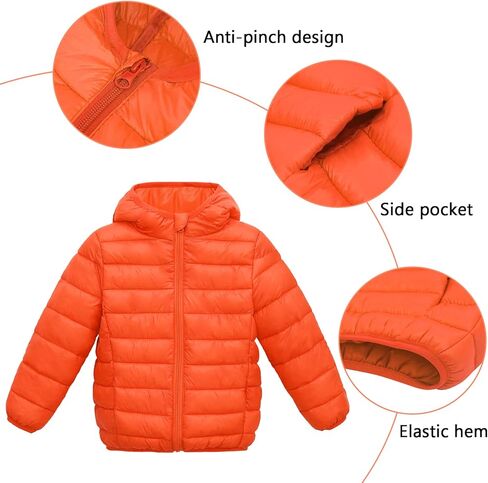 Happy Cherry Kids Lightweight Puffer Jacket Packable Bubble Coat Down Cotton Coats Zip Up Hooded Outwear in Kuwait