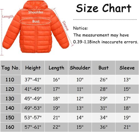 Happy Cherry Kids Lightweight Puffer Jacket Packable Bubble Coat Down Cotton Coats Zip Up Hooded Outwear in Kuwait