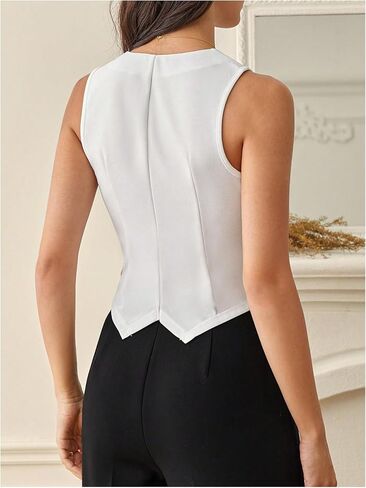 Verdusa Women's Dressy Casual Button Down Sleeveless Asymmetrical Top Suit Waistcoat Vest Blazer in Saudi Arabia