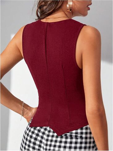 Verdusa Women's Dressy Casual Button Down Sleeveless Asymmetrical Top Suit Waistcoat Vest Blazer in Saudi Arabia