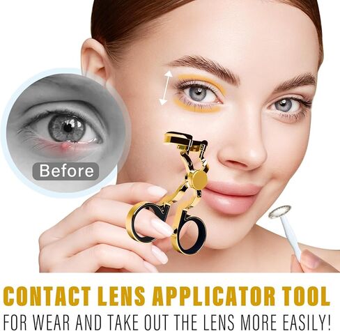 أداة وضع العدسات اللاصقة، عدسات لاصقة ملونة تساعد على ارتداء العدسات اللاصقة لتسهيل وضع/إزالة العدسات اللاصقة، أداة مساعدة على ارتداء الجفن أثناء السفر، ذهبي فاخر in Kuwait