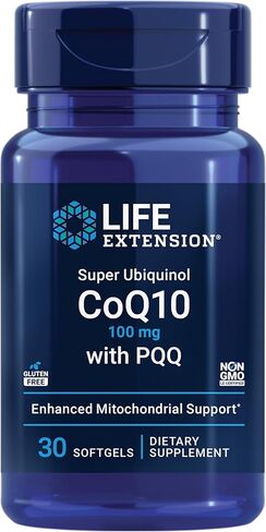 Life Extension Super Ubiquinol CoQ10 with PQQ, CoQ10, PQQ, shilajit, heart health, cellular energy support, 8x better absorption, gluten-free, 100 mg, 30 softgels in Saudi Arabia