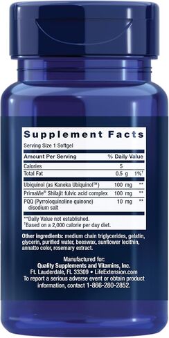 Life Extension Super Ubiquinol CoQ10 with PQQ, CoQ10, PQQ, shilajit, heart health, cellular energy support, 8x better absorption, gluten-free, 100 mg, 30 softgels in Saudi Arabia