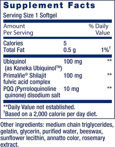 Life Extension Super Ubiquinol CoQ10 with PQQ, CoQ10, PQQ, shilajit, heart health, cellular energy support, 8x better absorption, gluten-free, 100 mg, 30 softgels in Saudi Arabia
