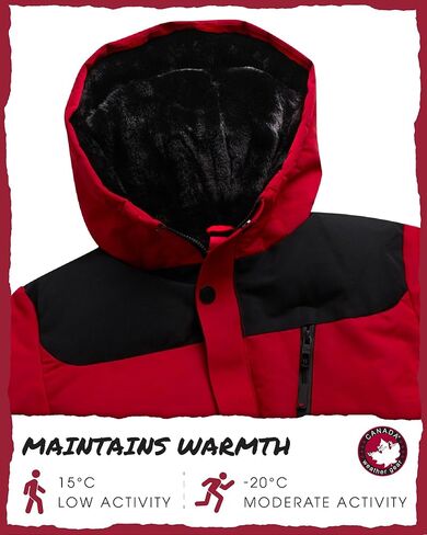 سترة منتفخة للأولاد من CANADA WEATHER GEAR - نايلون شتوي معزول مع بطانة من الفرو الصناعي - سترات تزلج خارجية للأولاد (8-20) in Kuwait