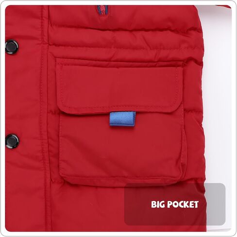 Boys Winter Puffer Coat Girls Fur Collar Hoodie Jacket Kid Zip Up Warm Outerwear in Kuwait