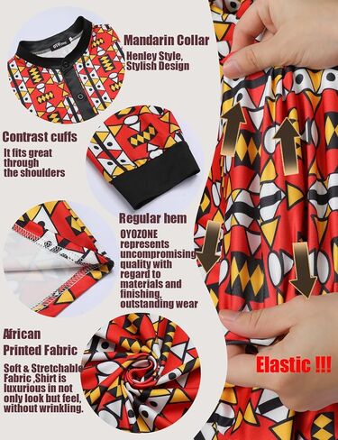 Men's African Traditional Pattern Print Shirt Casual Long Sleeve Button Down Shirts Luxury Printed Dashiki for Men in Kuwait
