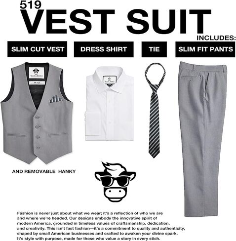 Black n Bianco Boys Five Piece Slim Fit Vest Suit with Tie, Shirt, Pants, Vest and Hanky. Style - 519 in Saudi Arabia