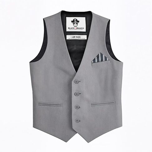 Black n Bianco Boys Five Piece Slim Fit Vest Suit with Tie, Shirt, Pants, Vest and Hanky. Style - 519 in Saudi Arabia