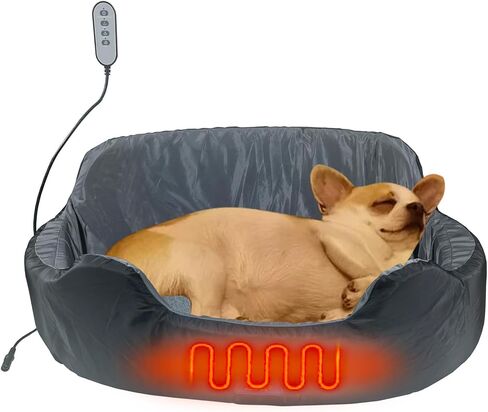 سرير كلاب قابل للغسل، سرير قطط ساخن للحيوانات الاليفة المتوسطة والصغيرة مع درجة حرارة دافئة، سرير للكلاب الصغيرة مع غطاء قابل للازالة والغسل، بطانة مقاومة للماء وقاعدة مضادة للانزلاق in Kuwait