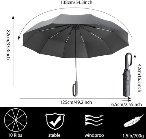 erised's bifrost Extra Large Windproof Travel Folding Compact Golf 54‘’ Umbrella Automatic Open/Close,Lightweight Portable Parasol Outdoor,Sun/Rain,99 UV Protection,Perfect Carabiner Handle Design in Kuwait