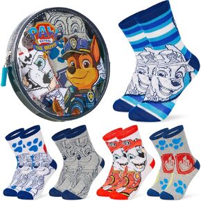 Paw Patrol Boys Calf Socks, Soft Breathable Kids Socks Pack of 5 - Boys Gifts