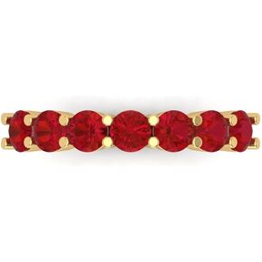 Clara Pucci 1.05 ct Brilliant Round Cut Simulated Ruby 14k Yellow Gold Bridal Engagement Wedding Desginer Stackable Band SZ 6.75